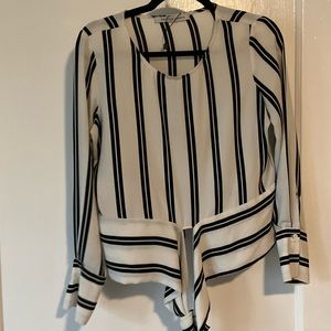 Collective Concepts, long sleeved crop, white and navy stripes